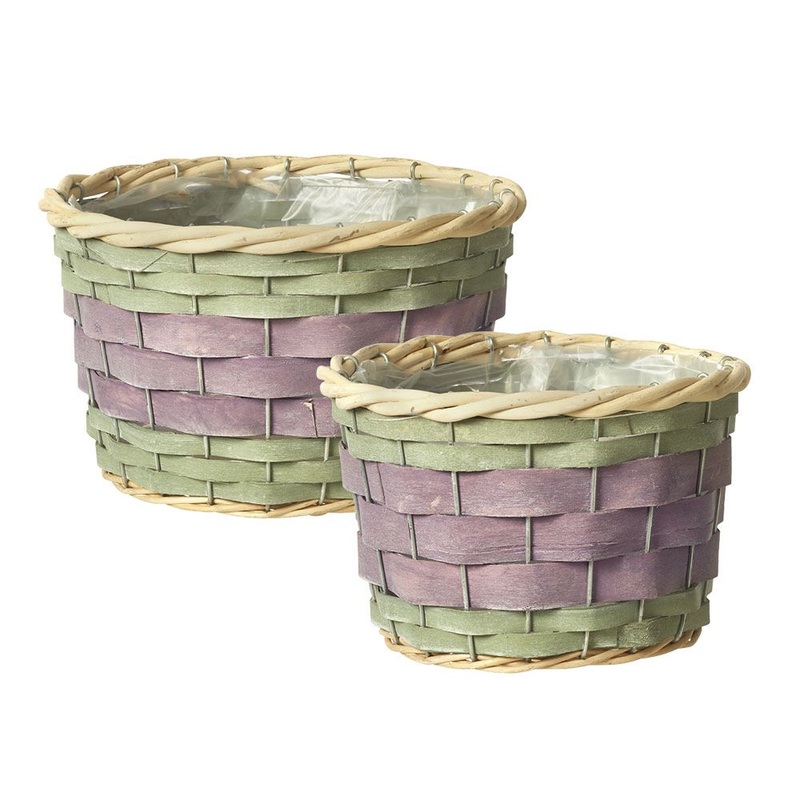 Round Harper Lined Baskets Set of 2 – Lilac & Green