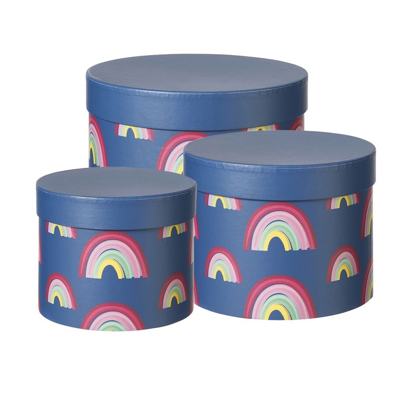 Round Rainbow Hat Boxes – Set of 3