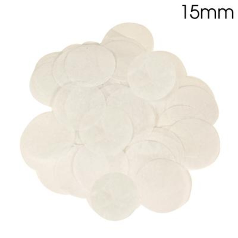 Tissue Paper Confetti Flame Retardant Round 15mm x 14g – White