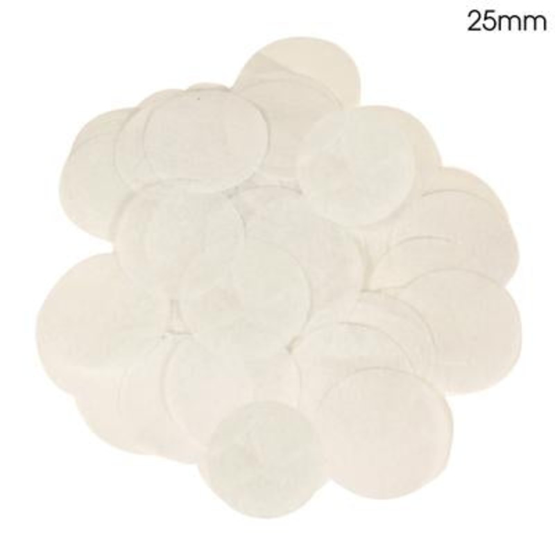 Tissue Paper Confetti Flame Retardant Round 25mm x 100g – White