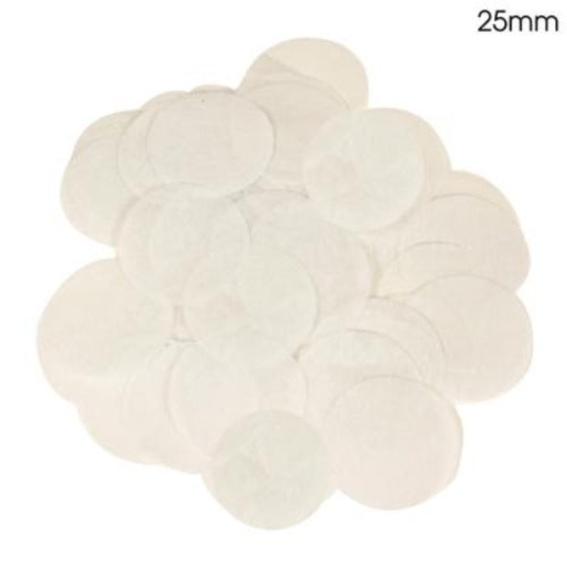 Tissue Paper Confetti Flame Retardant Round 25mm x 14g – White