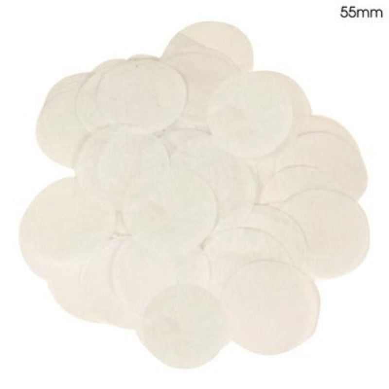 Tissue Paper Confetti Flame Retardant Round 55mm x 100g – White