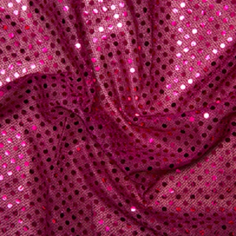 1 Metre Cerise Sequin Jersey Fabric with 3mm Diameter Sequins