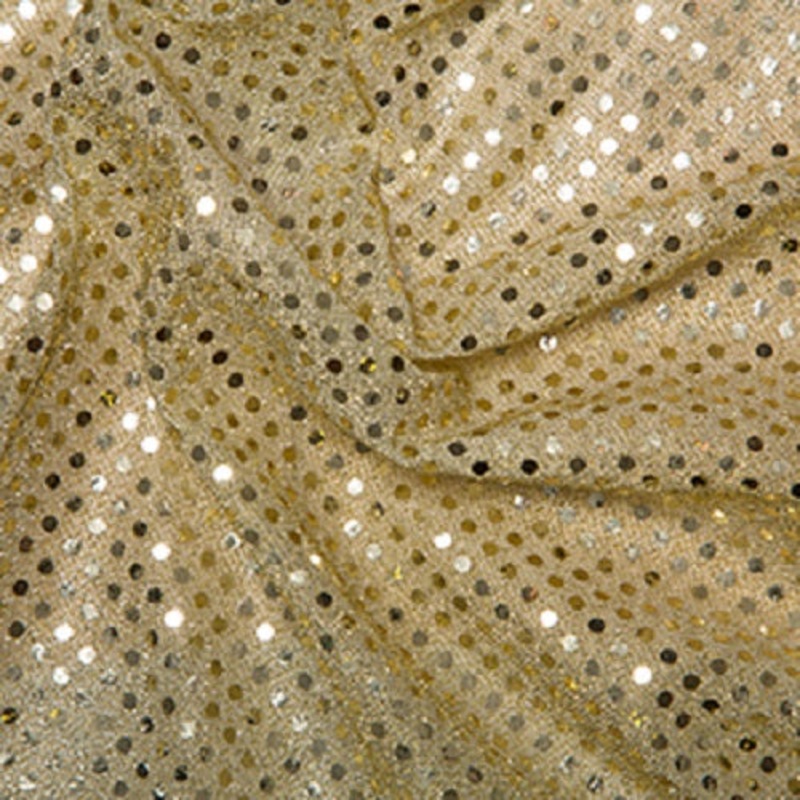 1 Metre Gold Sequin Jersey Fabric with 3mm Diameter Sequins
