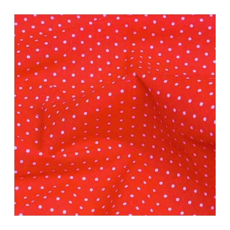 1 metre Polycotton Red Pin Spot Fabric x 112cm / 44