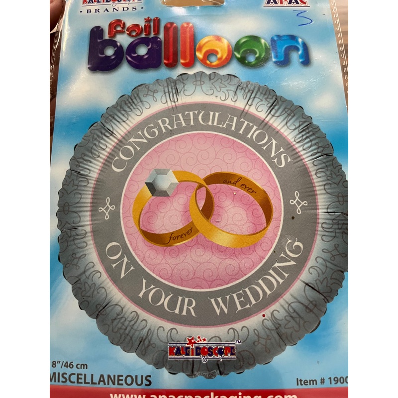 18  Foil Balloon – Congratulations On Your Wedding Day – Rings Image