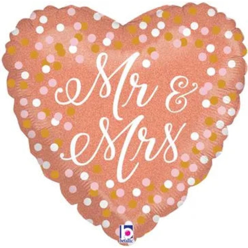 18 Rose Gold Mr & Mrs Holographic Balloon