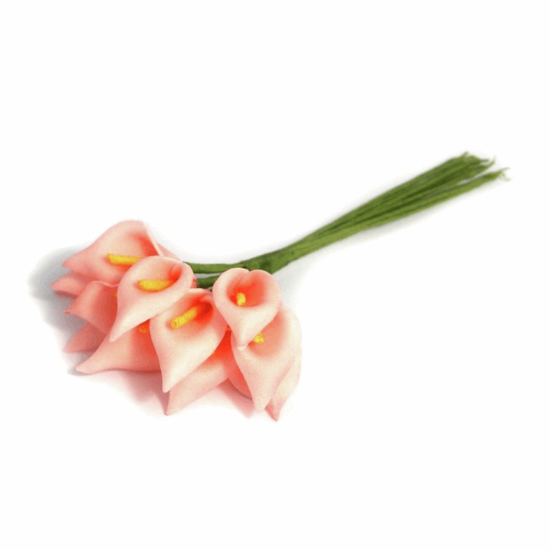 bag of 6 *pink*miniature foam calla lilies flowers 12 stems