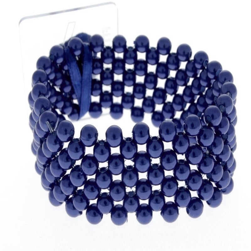 Classic Corsage Beaded Bracelet – Navy