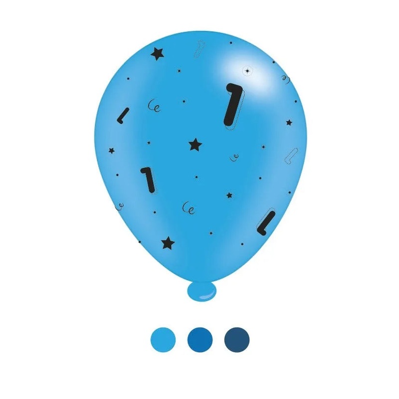 Pack of 8 – Age 1 Blue Mix Birthday Latex Balloons ,10 size