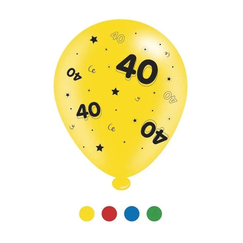Pack of 8 – Age 40 Multi Colour Birthday Latex Balloons ,10 size
