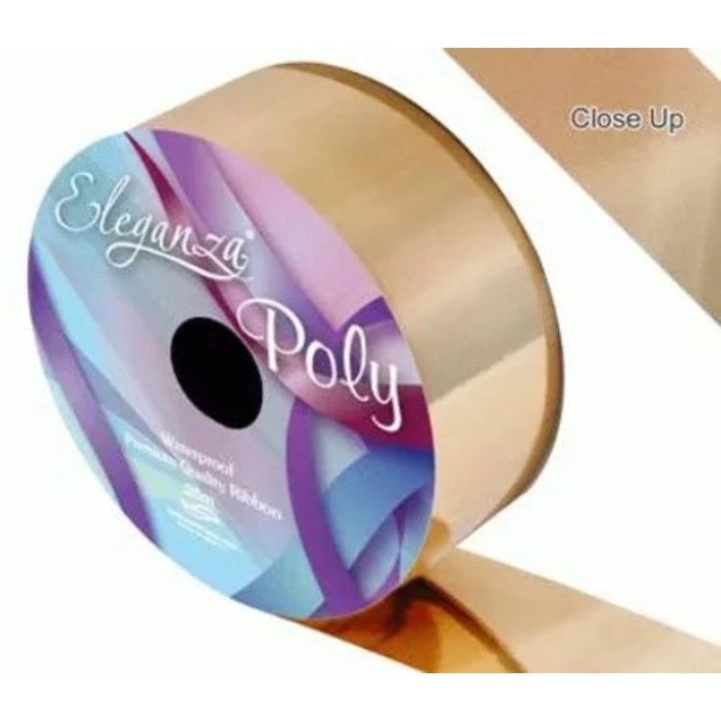 Poly Ribbon 50mm x 25m Metallic Gold