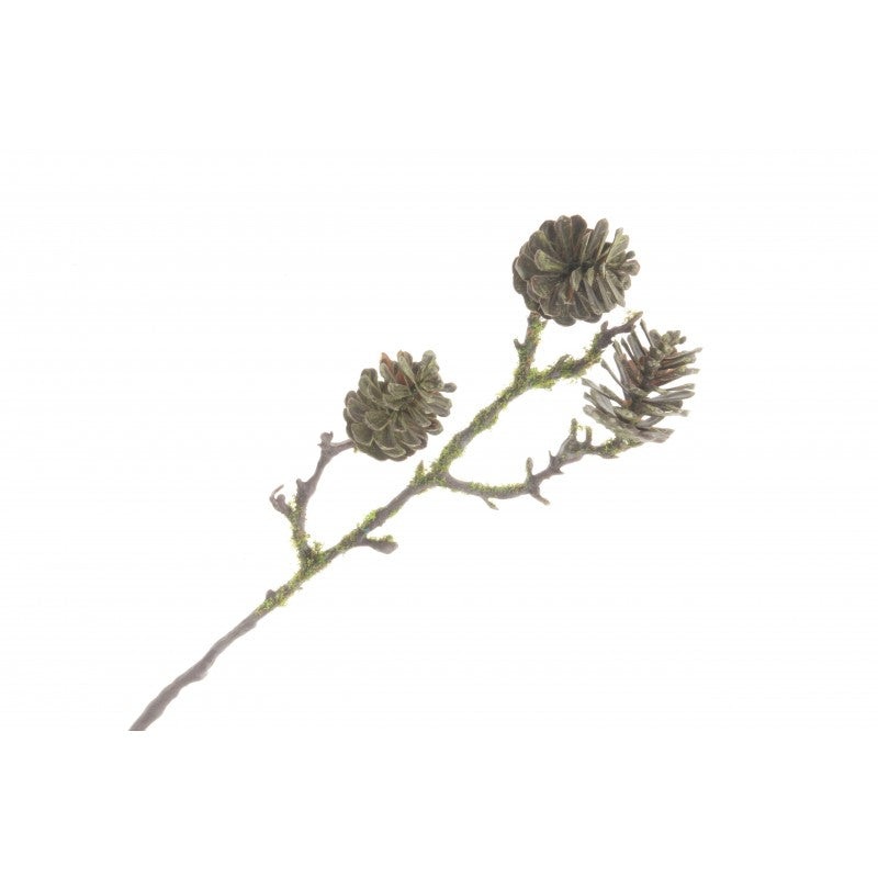 Mossed Pinecone Spray – Natural (40cm long, 3 pinecones)