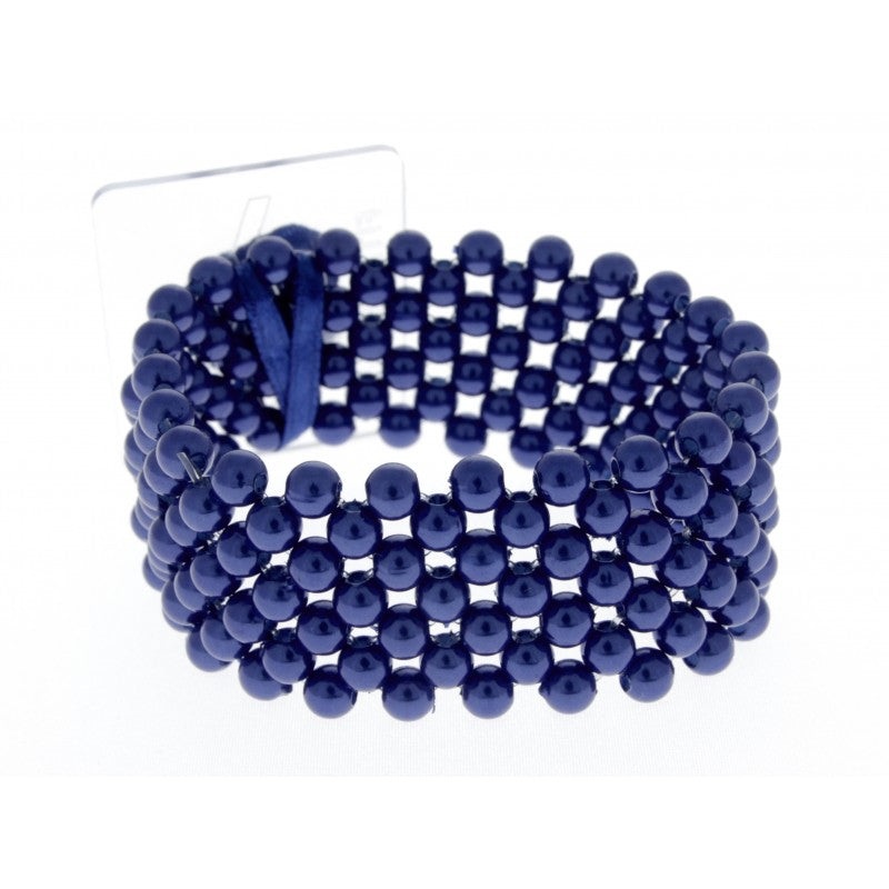Narrow Classic Corsage Beaded Bracelet – Navy