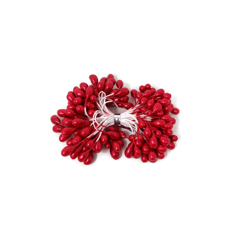 1 Bunch Double- Ended Glossy Red Berries x 5mm