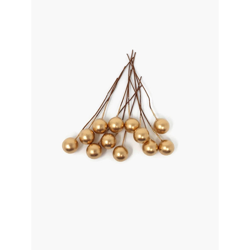 12 Wired Gold Berries