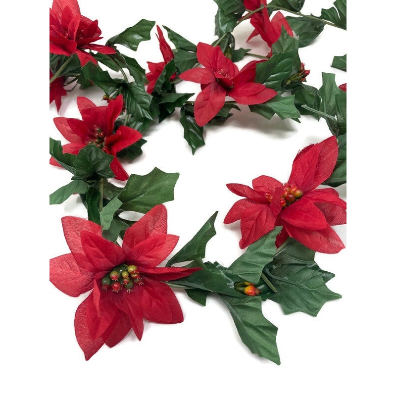 160cm Red Poinsettia Garland