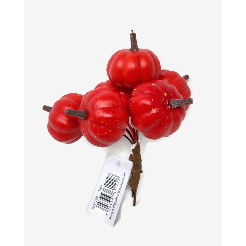 6 Wired Mini Pumpkins – Dark Orange