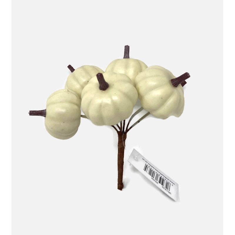 6 Wired Mini Pumpkins – White