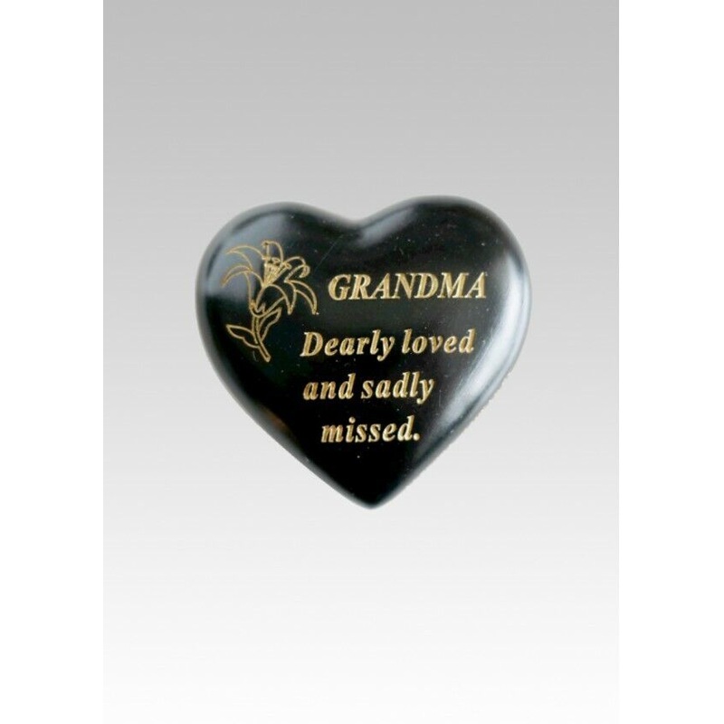 Black & Gold Lily Heart Stone – Grandma