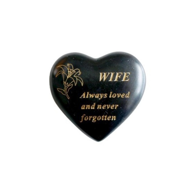 Black & Gold Lily Heart Stone – Wife