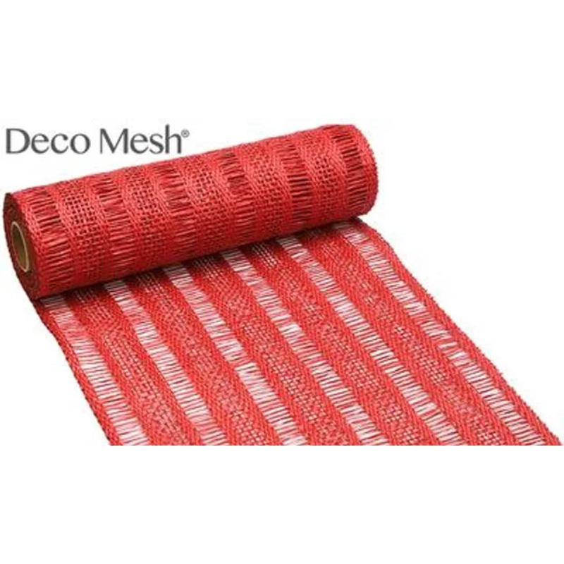 Deco Mesh Burlap Stripe 25CM X 4.57M Red
