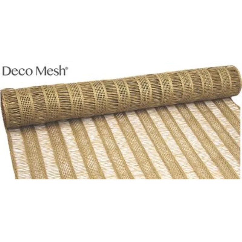 Deco Mesh Burlap Stripe 53cm x 4.57m Light Natural
