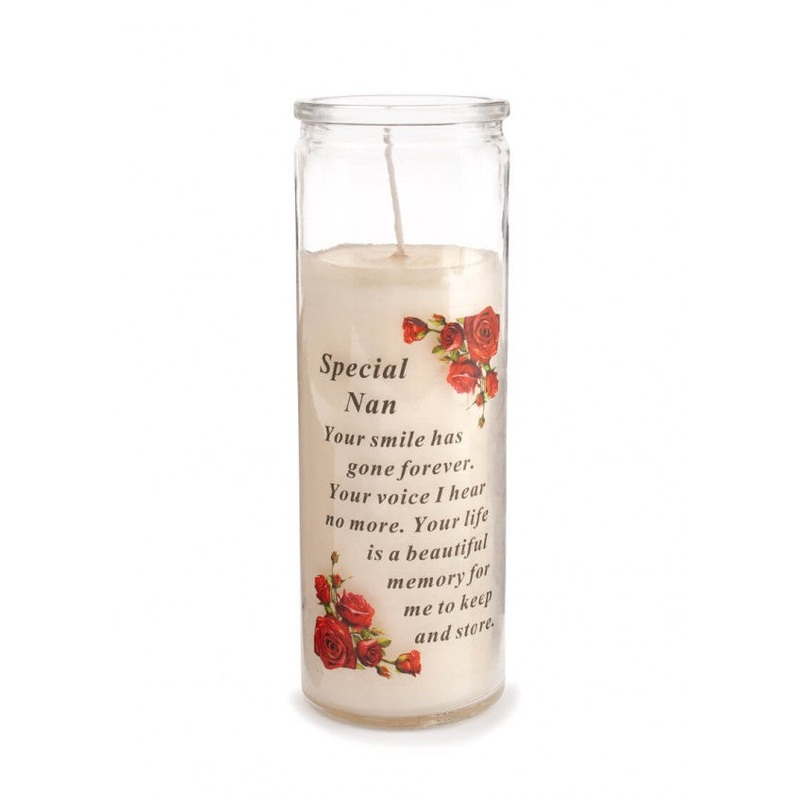 Glass Vase Memorial Candle – Length 18cm – Nan