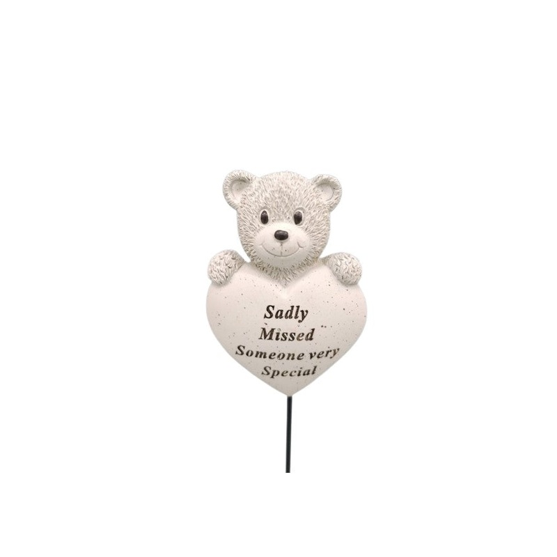 Memorial Bear Heart Stick – Sadly Missed
