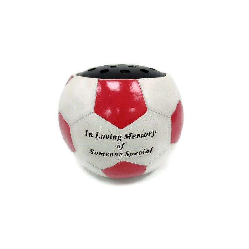 Red Memorial Football Flower Bowl – In Loving Memory of Someone Special