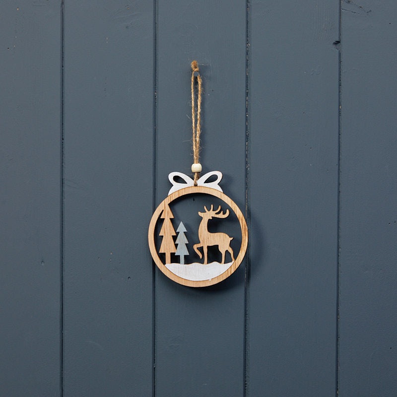 Wooden Hanging Bauble x 11cm
