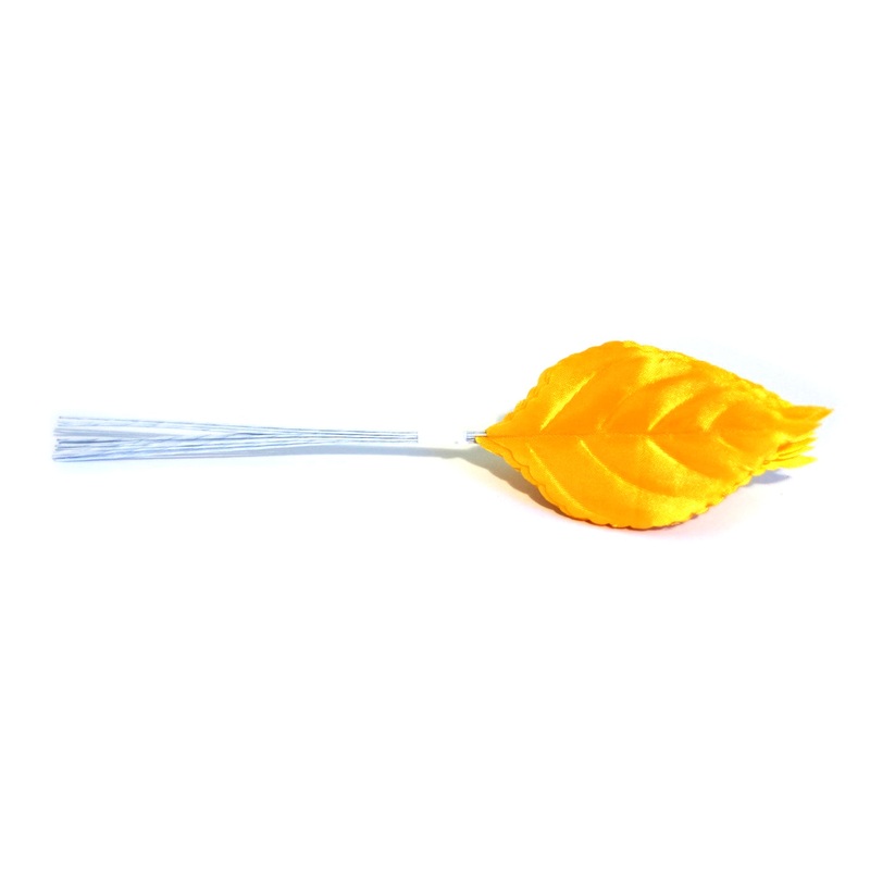 12 Stem Satin Rose Leaves –  Lemon Yellow