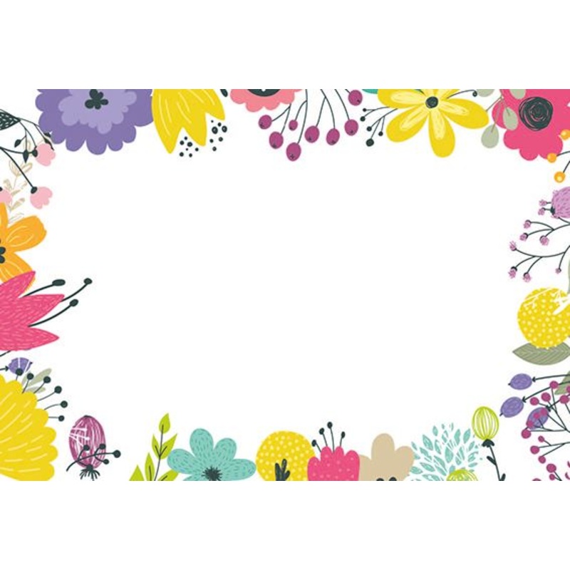 50  Blank Florist Cards – Bright Floral Border