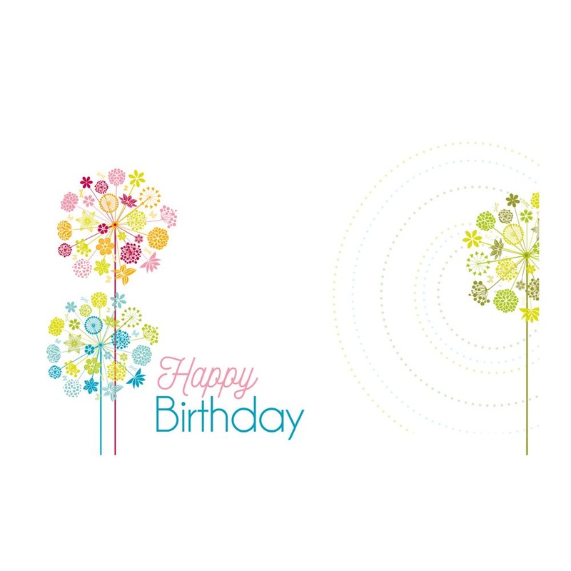 50 Florist Cards – Happy Birthday – Retro Flowers with Swirl