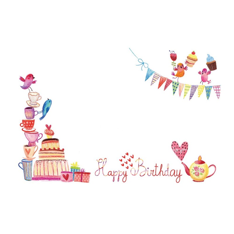 50 Florist Cards – Happy Birthday – Tea Party