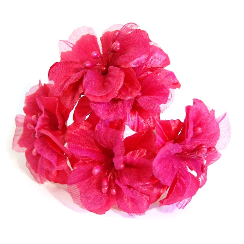 6 Bunches! Small Spring Blossom Hot Pink  – 5cm Head Size
