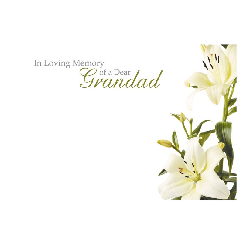9 Large  Sympathy Message Cards – 12.5 x 9cm – In Loving Memory of a Dear Grandad Lilies