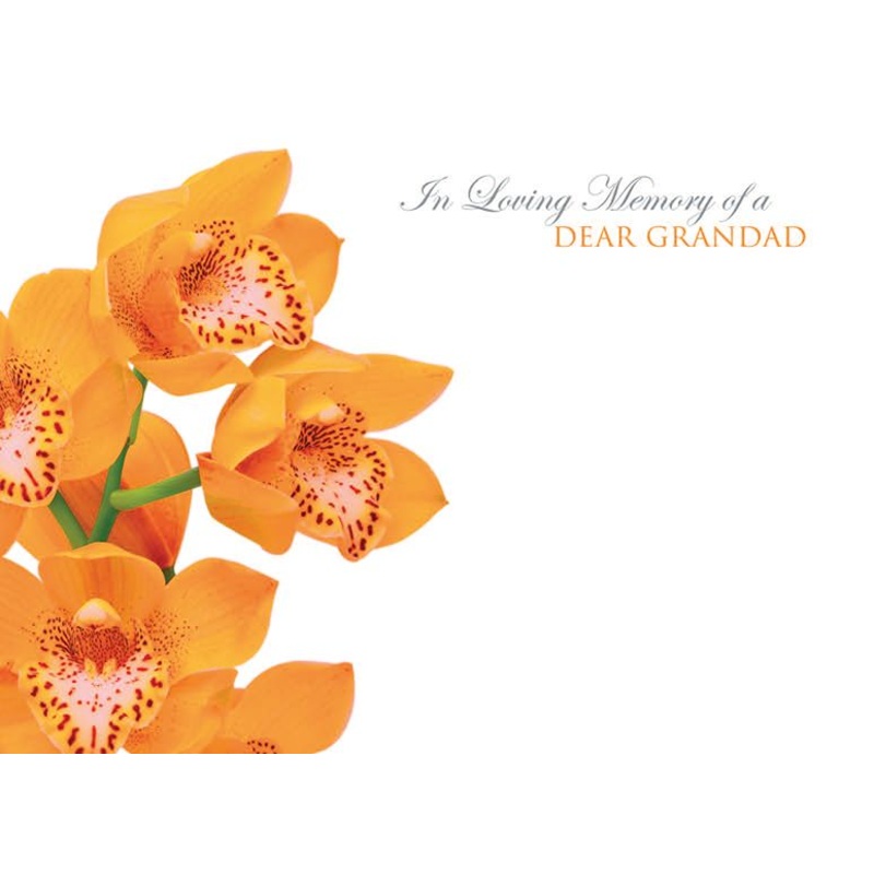 9 Large  Sympathy Message Cards – 12.5 x 9cm – In Loving Memory of a Dear Grandad – Orange