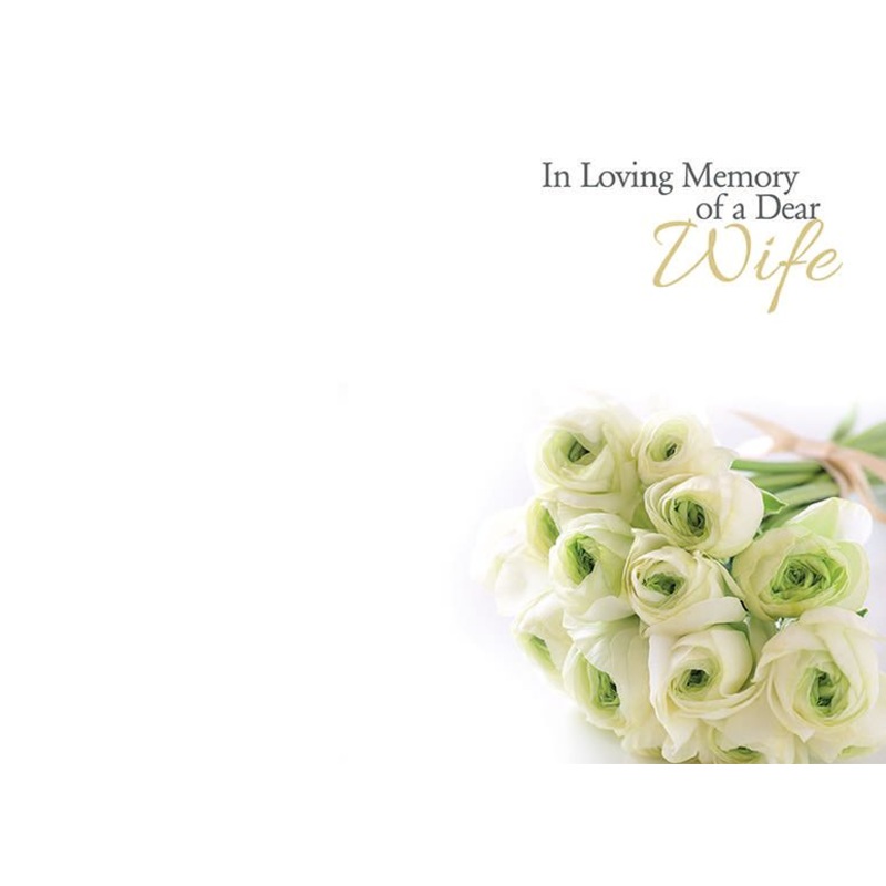9 Large  Sympathy Message Cards 12.5 x 9cm In Loving Memory of a Dear Wife – Ranunculus