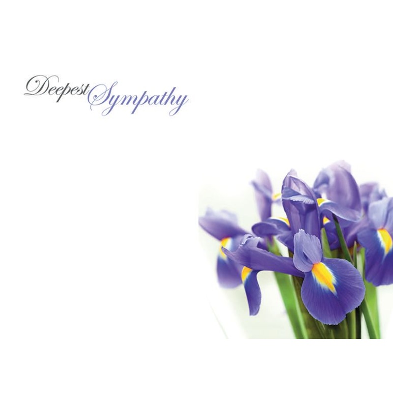 9 Large Sympathy Message Cards – 12.5 x 9cm – With Deepest Sympathy – Iris