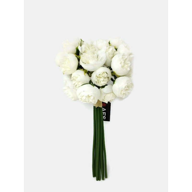 9 Stem White Mini Peony Bunch x 30cm