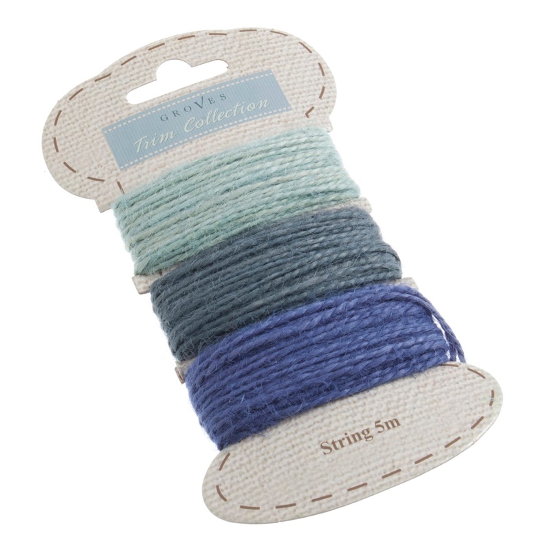 Jute String – Card of Three 5m x 3mm Lengths in Shades of Blue