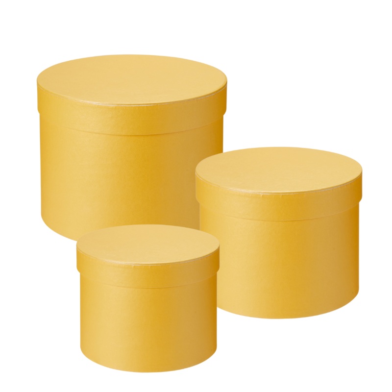 Symphony Lined Hat Boxes – Set of 3 – Yellow
