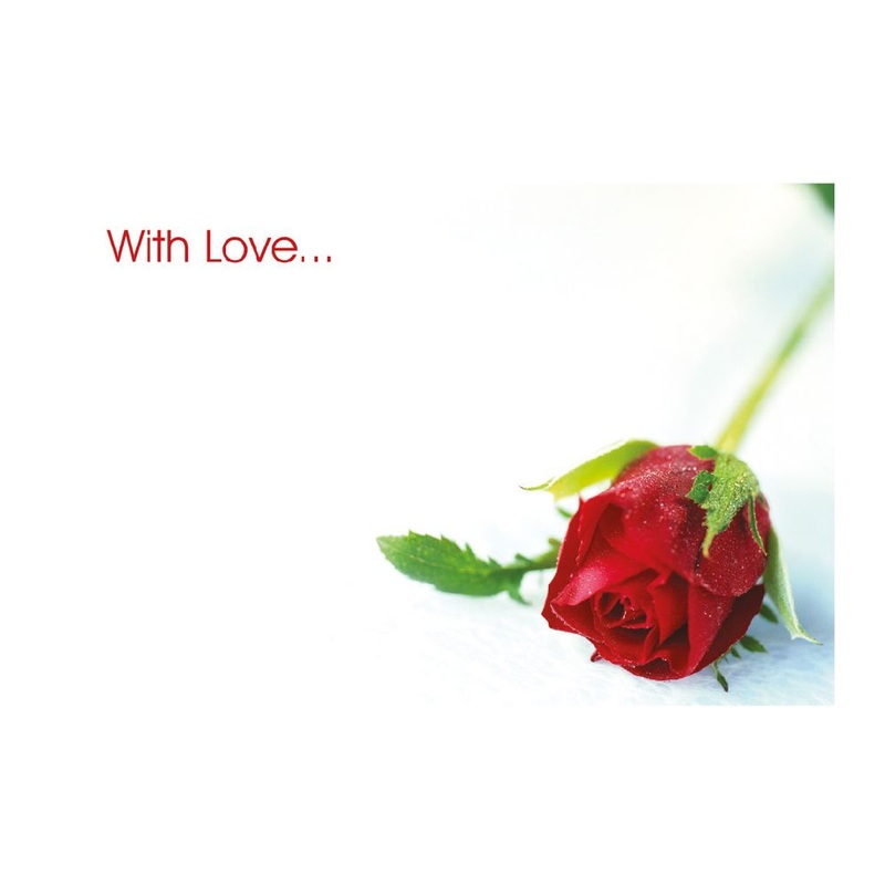 50 Florist Cards – Red Rosebud –  With Love