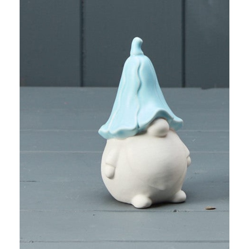 Cement Gonk with Floral Hat – Blue