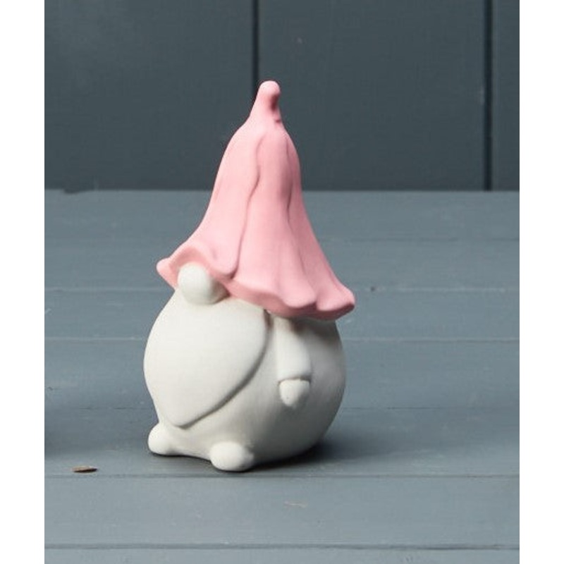 Cement Gonk with Floral Hat – Pink