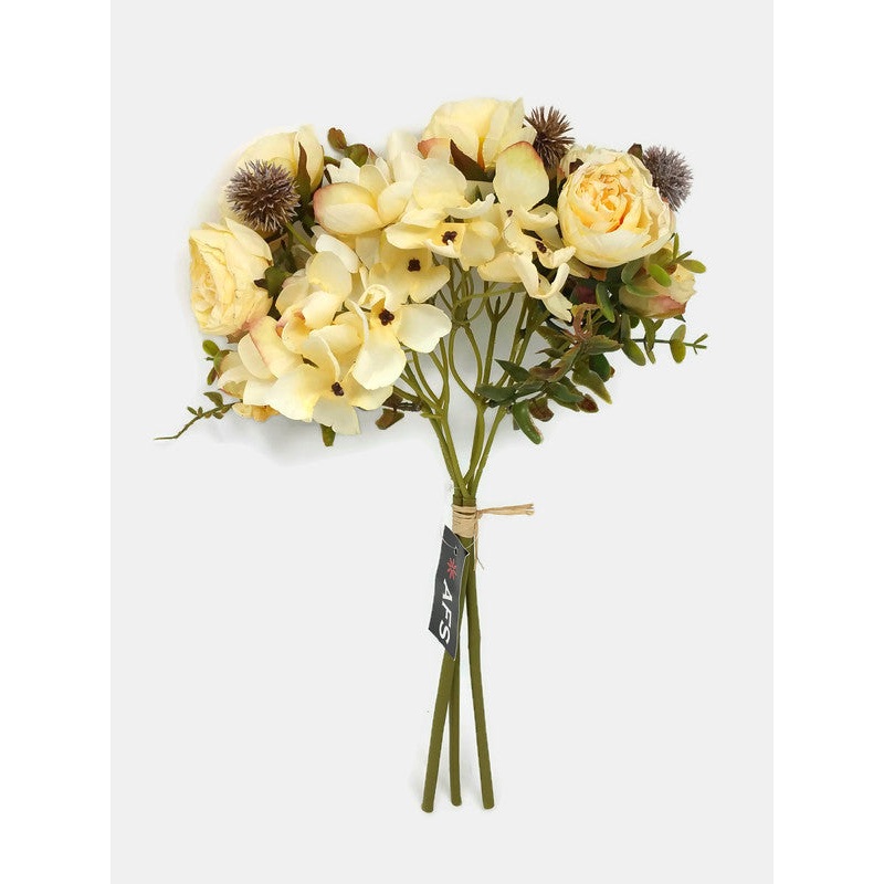 Dried Style Rose Hydrangea & Globe Thistle Bundle – Cream