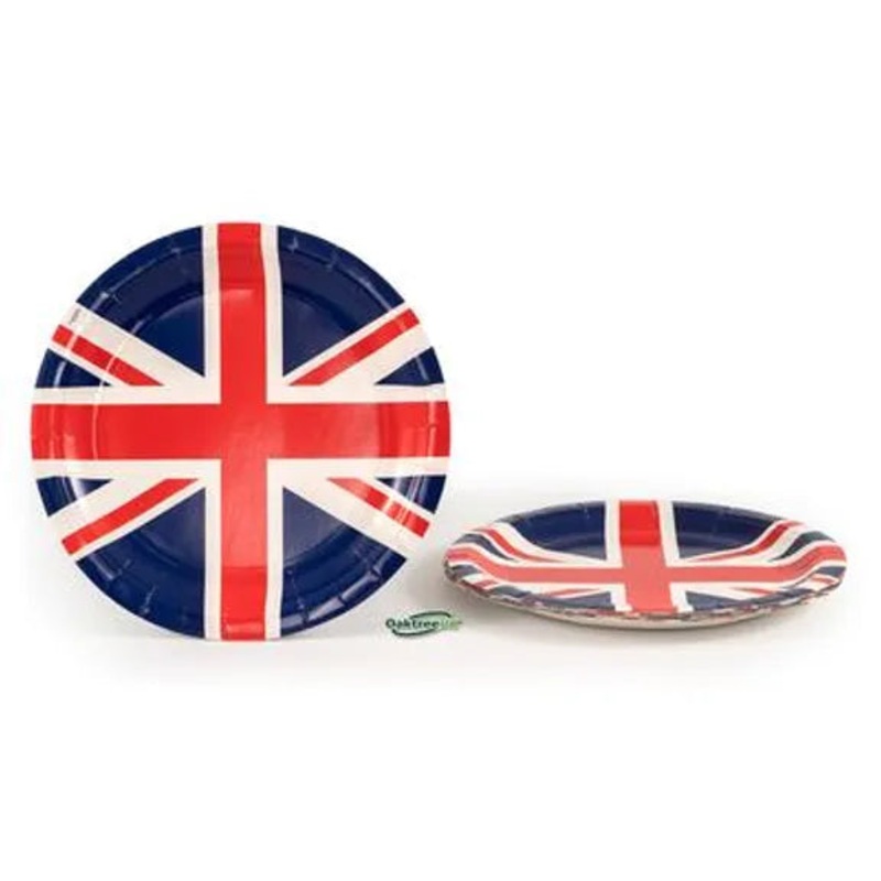 Kings Coronation Union Jack 9inch/23cm Plates 8pcs