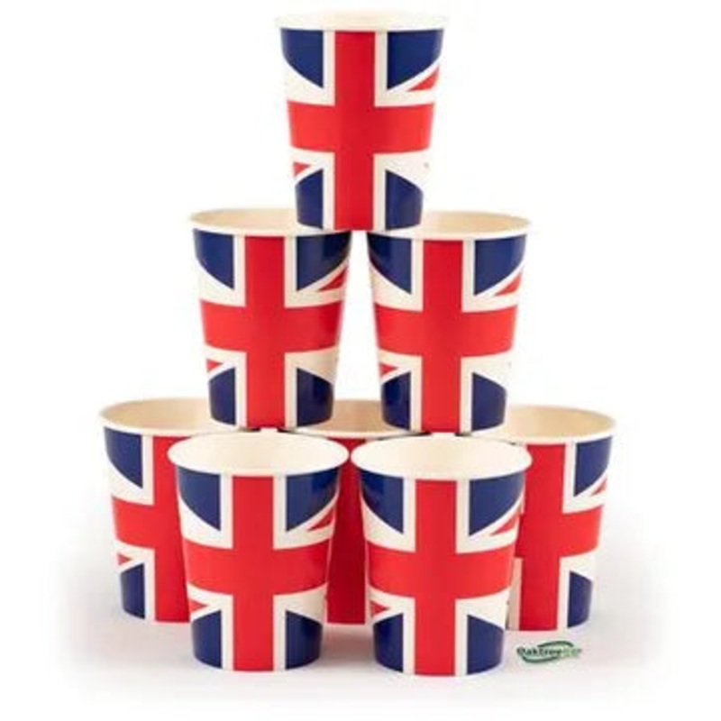 Kings Coronation  Union Jack 9oz/266ml Cups 8pcs