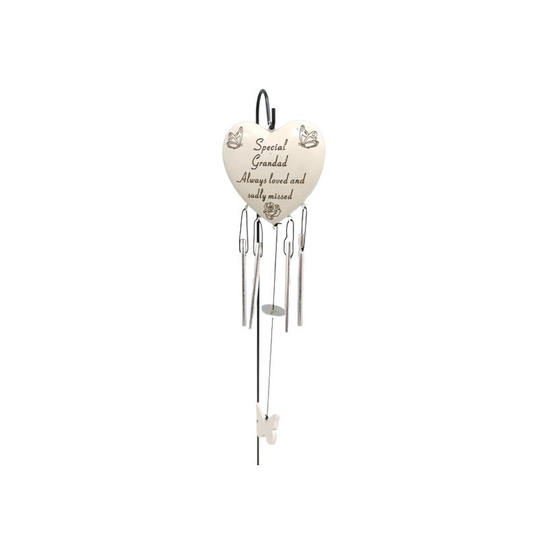 Memorial Heart Windchime  & Hanging Crook Stick – Special Grandad